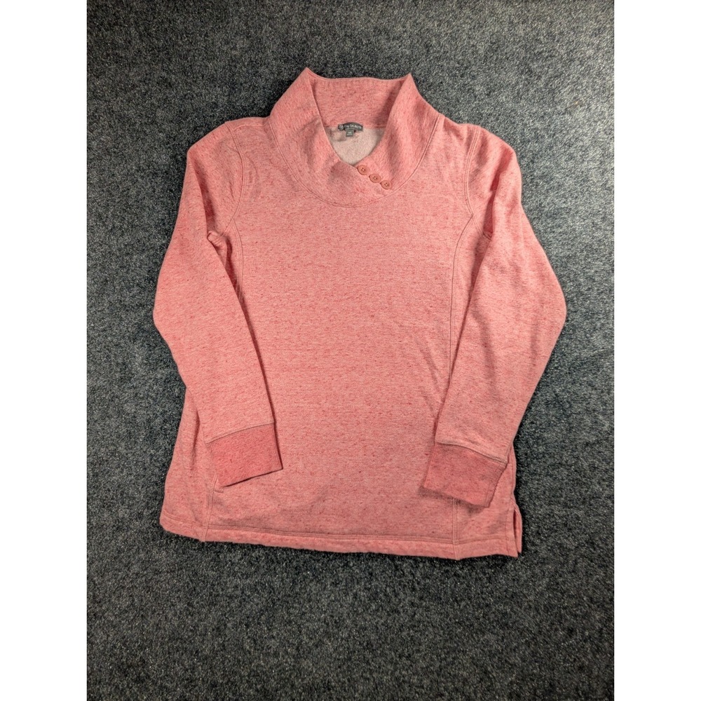 T By Talbots Sweatshirt Womens XS Pink Thermal Cowl Neck Pullover